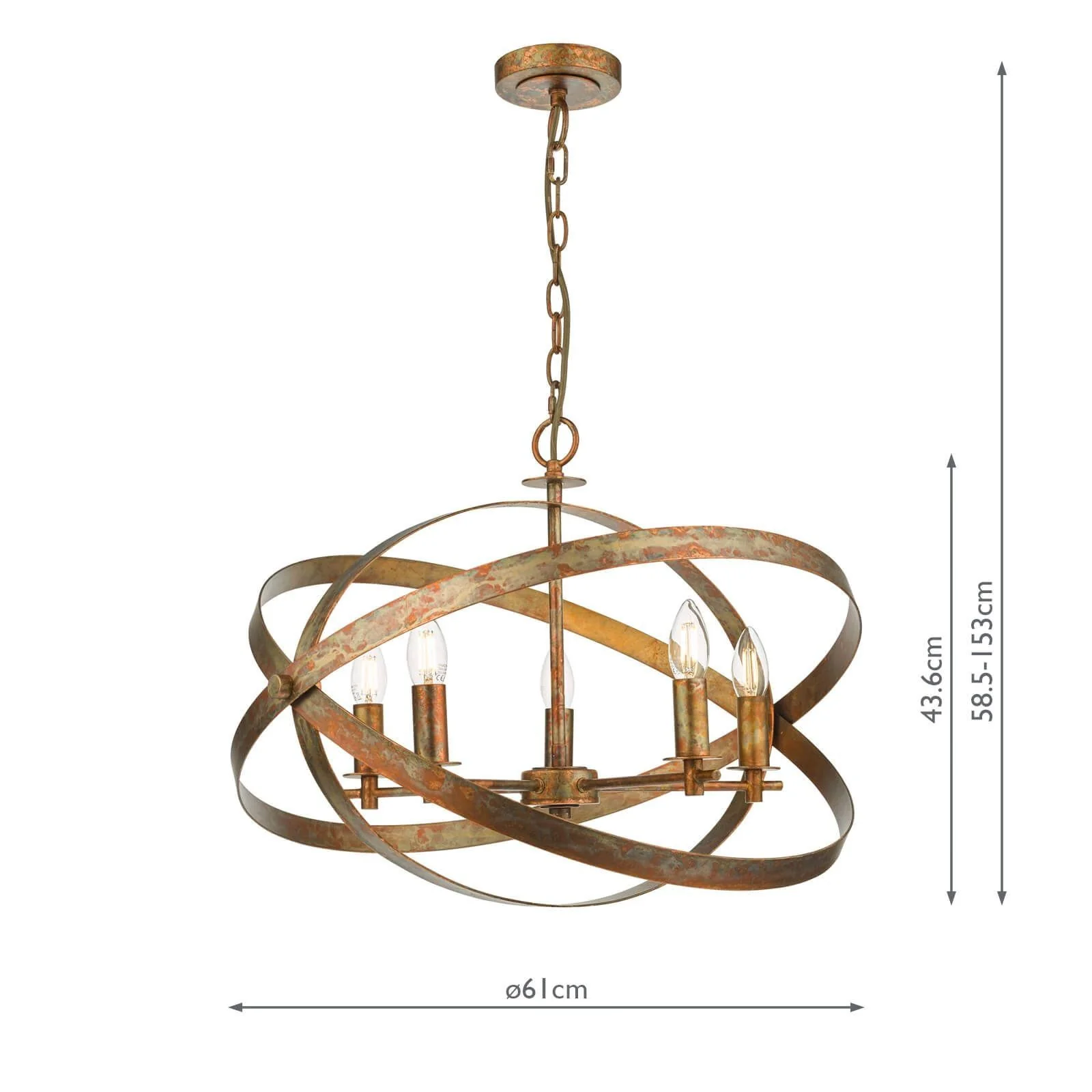 Nitya 5/8Lt Centre Ceiling Light - Copper Finish - Image 4