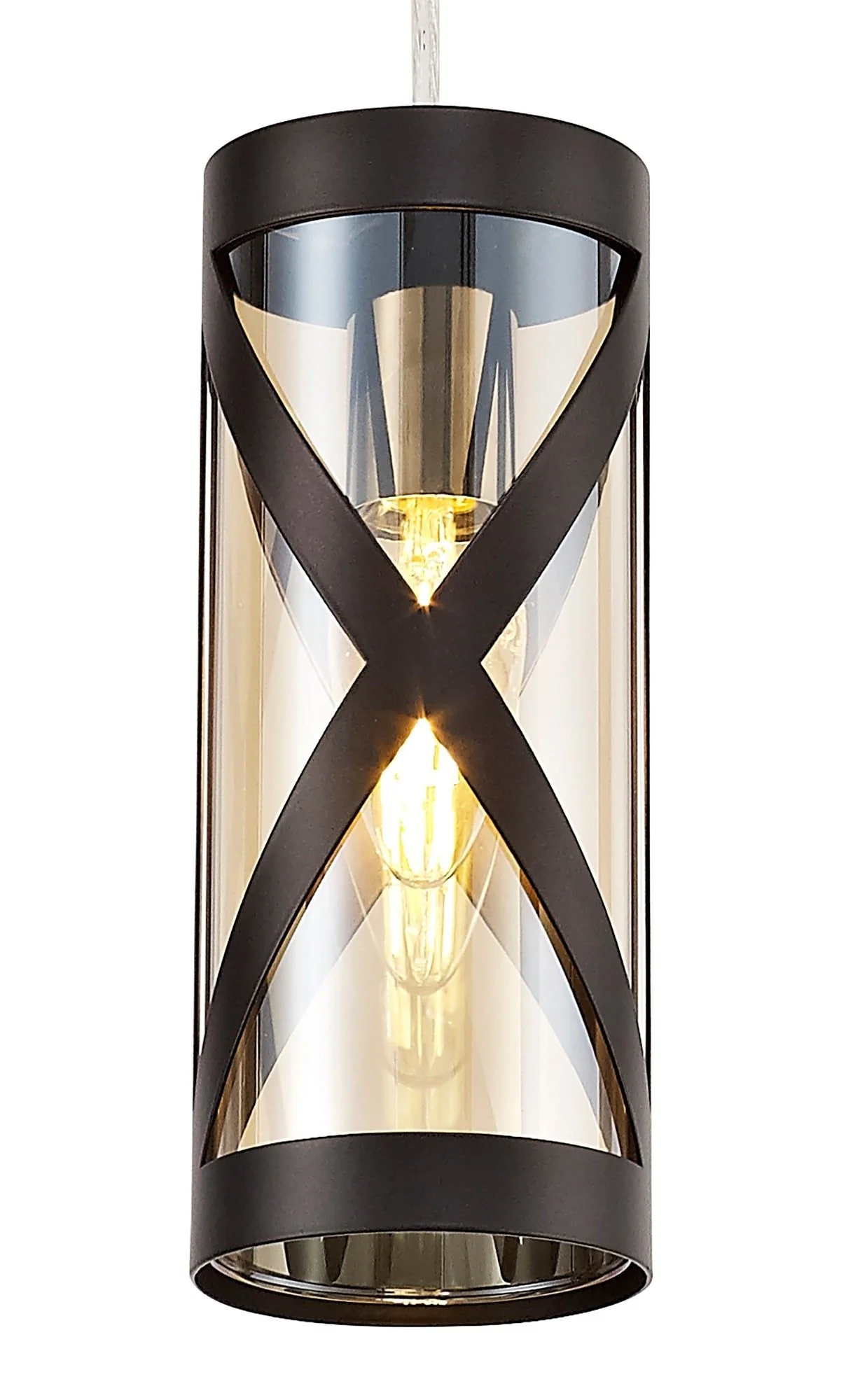 Nivea 1 Light Pendant E14, Matt Grey/Polished Chrome/Cognac - Image 9