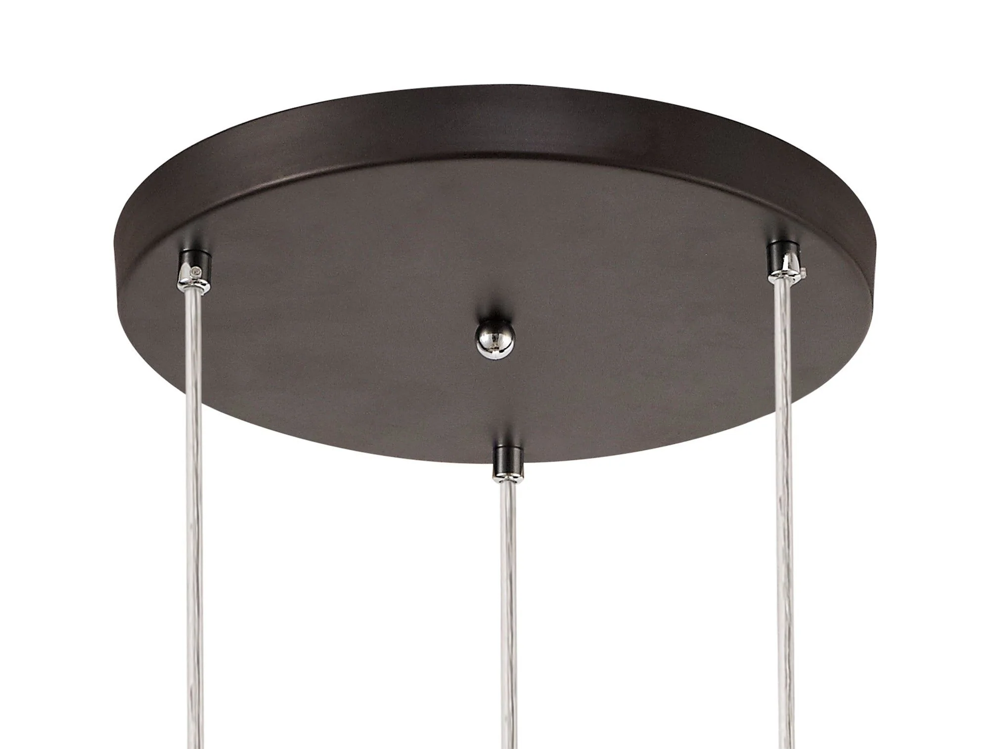 Nivea 3 Light Round Pendant E14, Oiled Bronze/Matt Grey/Polished Chrome/Cognac - Image 2
