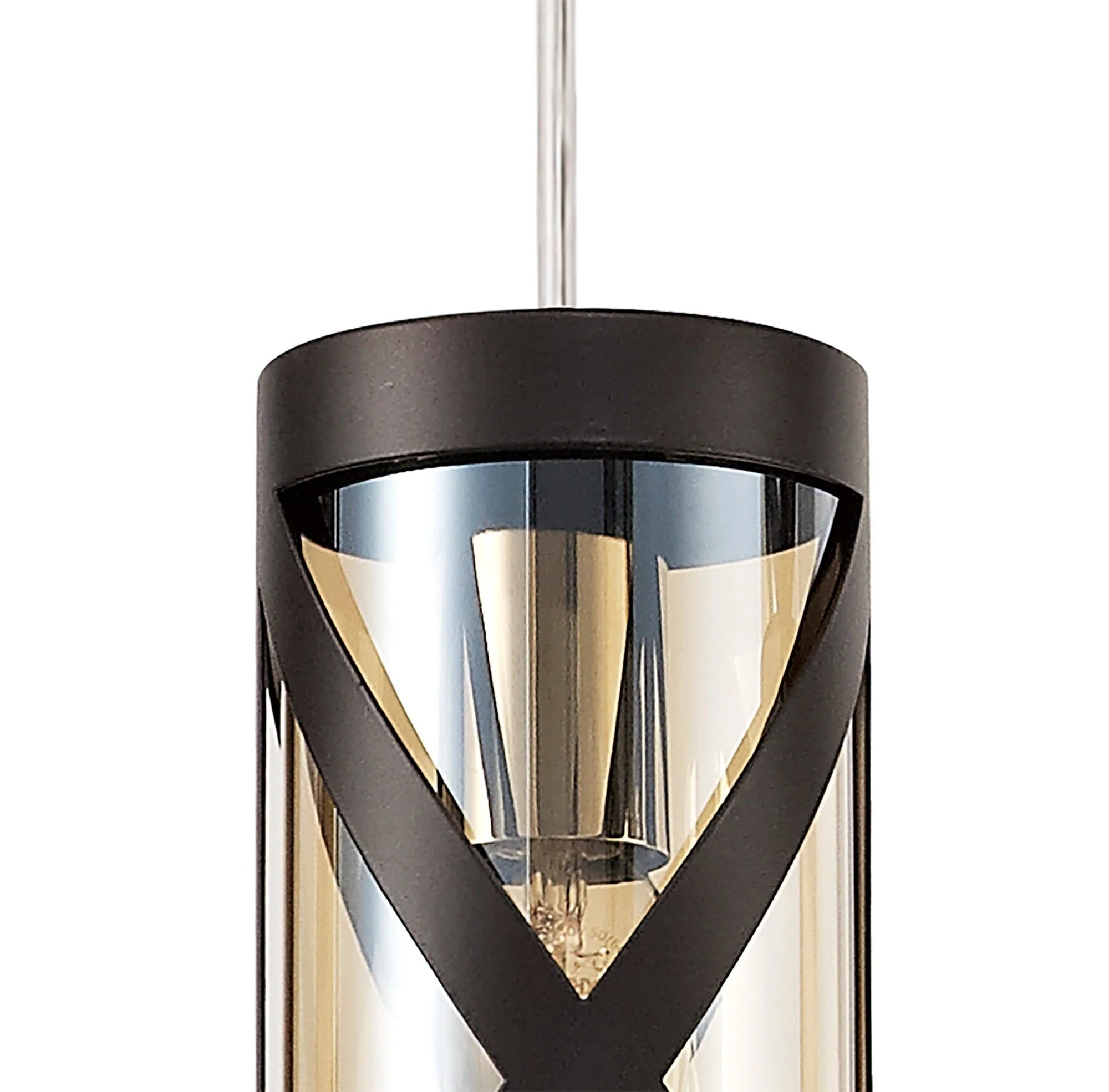 Nivea 3 Light Round Pendant E14, Oiled Bronze/Matt Grey/Polished Chrome/Cognac - Image 3