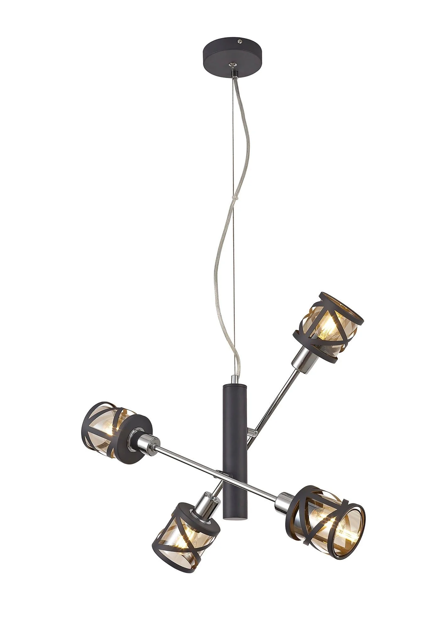 Nivea 4 Light Adjustable Pendant E14, Oiled Bronze/Matt Grey/Polished Chrome/Cognac - Image 6