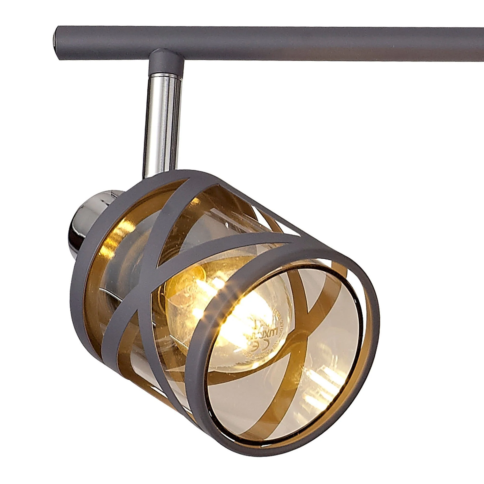 Nivea 4 Light Linear Bar Spotlight E14, Matt Grey/Oiled Bronze/Polished Chrome/Amber - Image 5