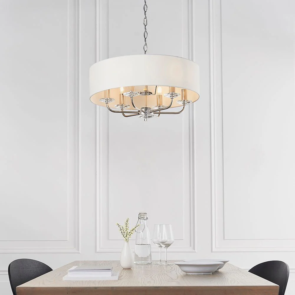 Charlene 3/6Lt Centre Ceiling Light - Nickel & White/Brass & White Finish - Image 6