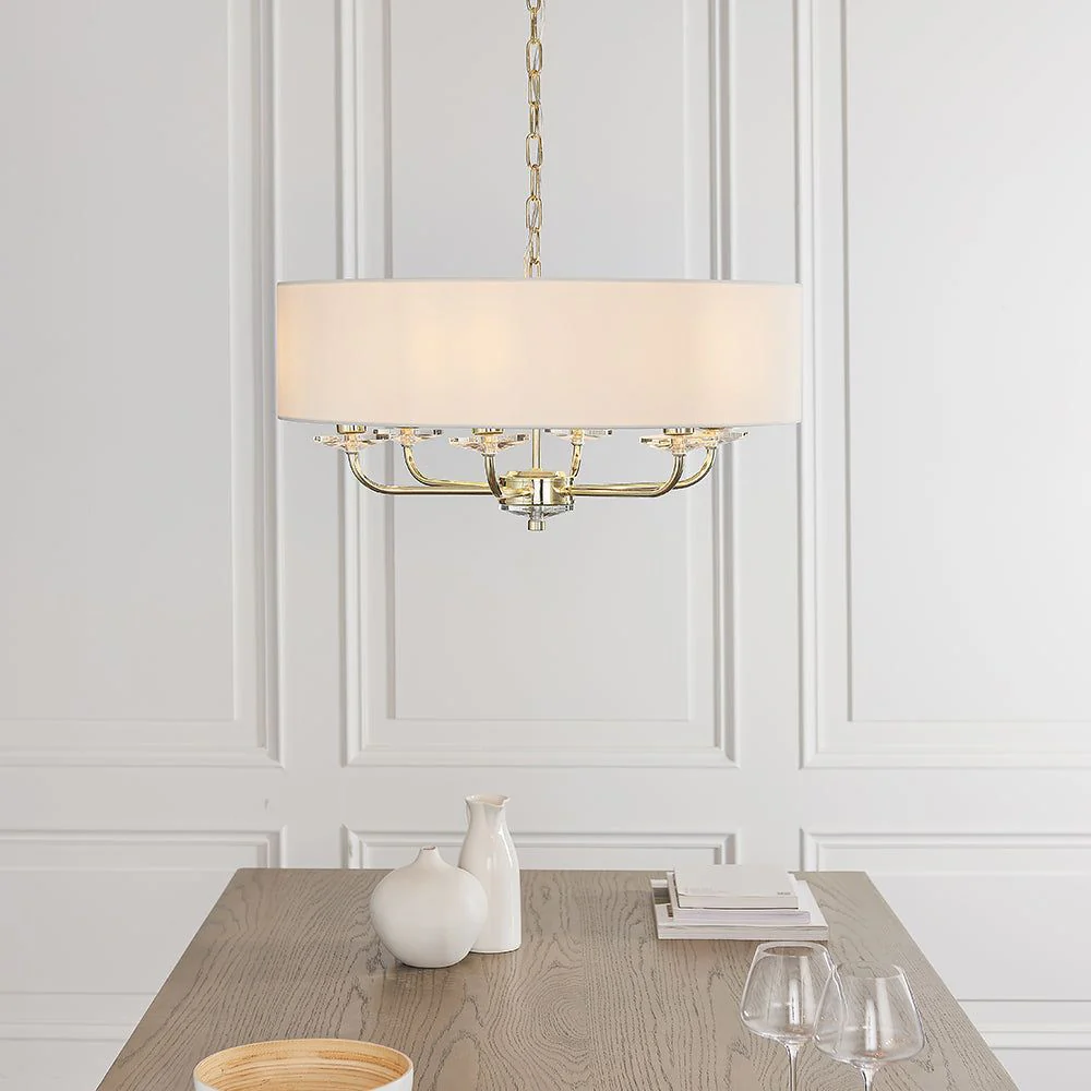 Charlene 3/6Lt Centre Ceiling Light - Nickel & White/Brass & White Finish - Image 8