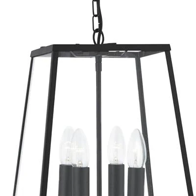 Noir Lantern 1/4Lt Pendant - Black Metal & Clear Glass - Image 2