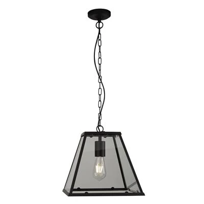 Noir Lantern 1/4Lt Pendant - Black Metal & Clear Glass - Image 4