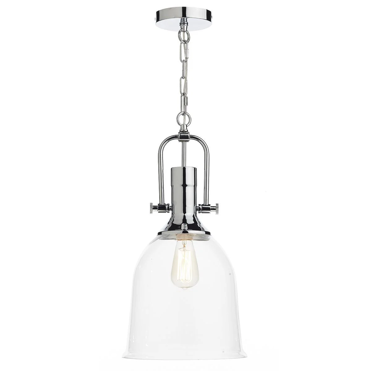 Nolan 1Lt Pendant Ceiling Light - Polished Chrome/Polished Chrome & Clear Glass Finish - Image 2