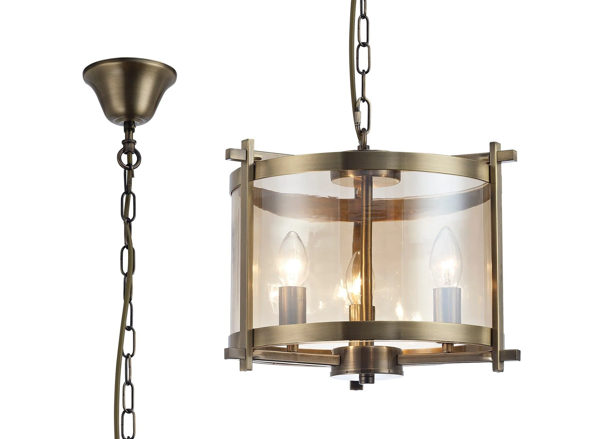 Nolan 3/4Lt Lantern - Black/Polished Chrome/Antique Brass - Image 13