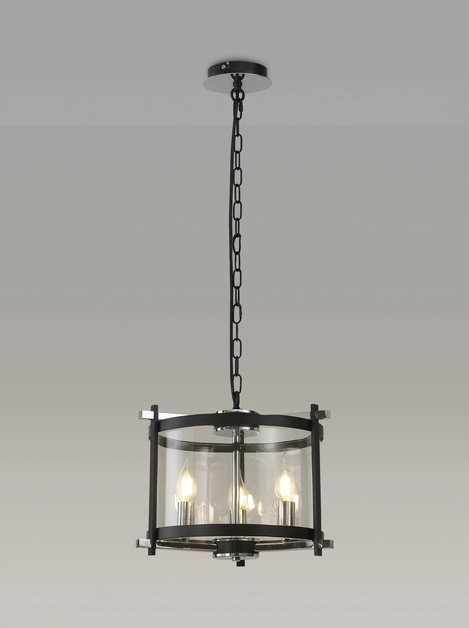 Nolan 3/4Lt Lantern - Black/Polished Chrome/Antique Brass - Image 2