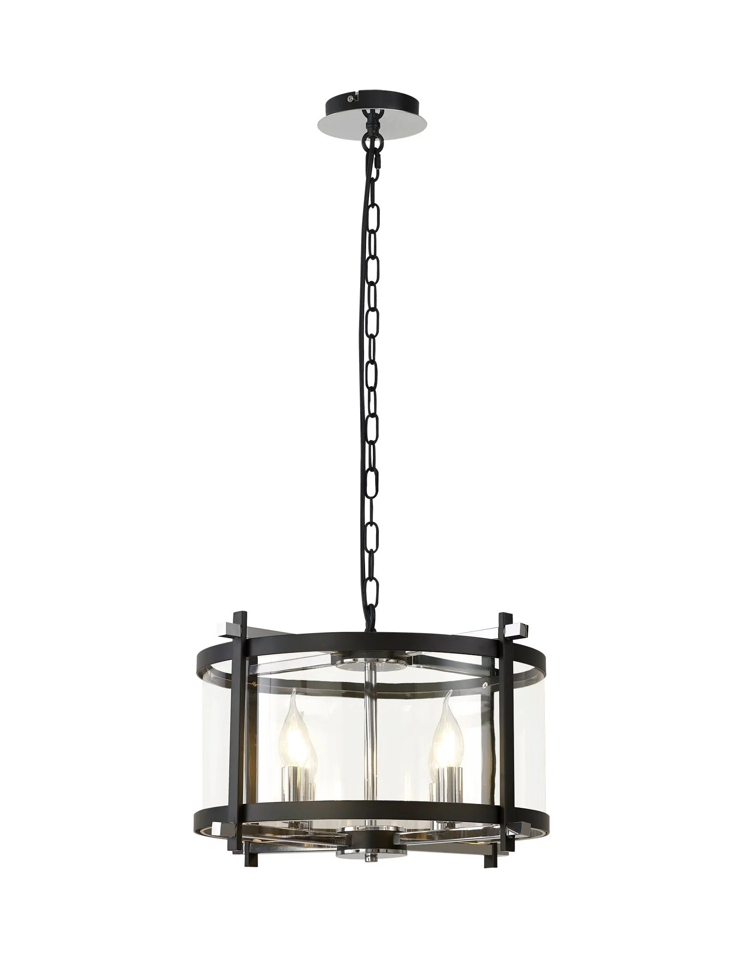 Nolan 3/4Lt Lantern - Black/Polished Chrome/Antique Brass - Image 4