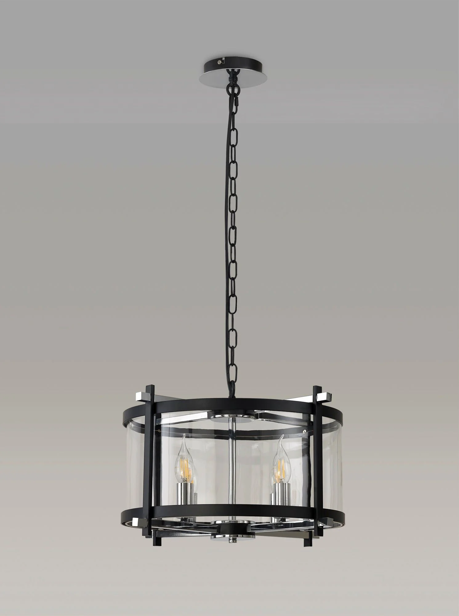 Nolan 3/4Lt Lantern - Black/Polished Chrome/Antique Brass - Image 5