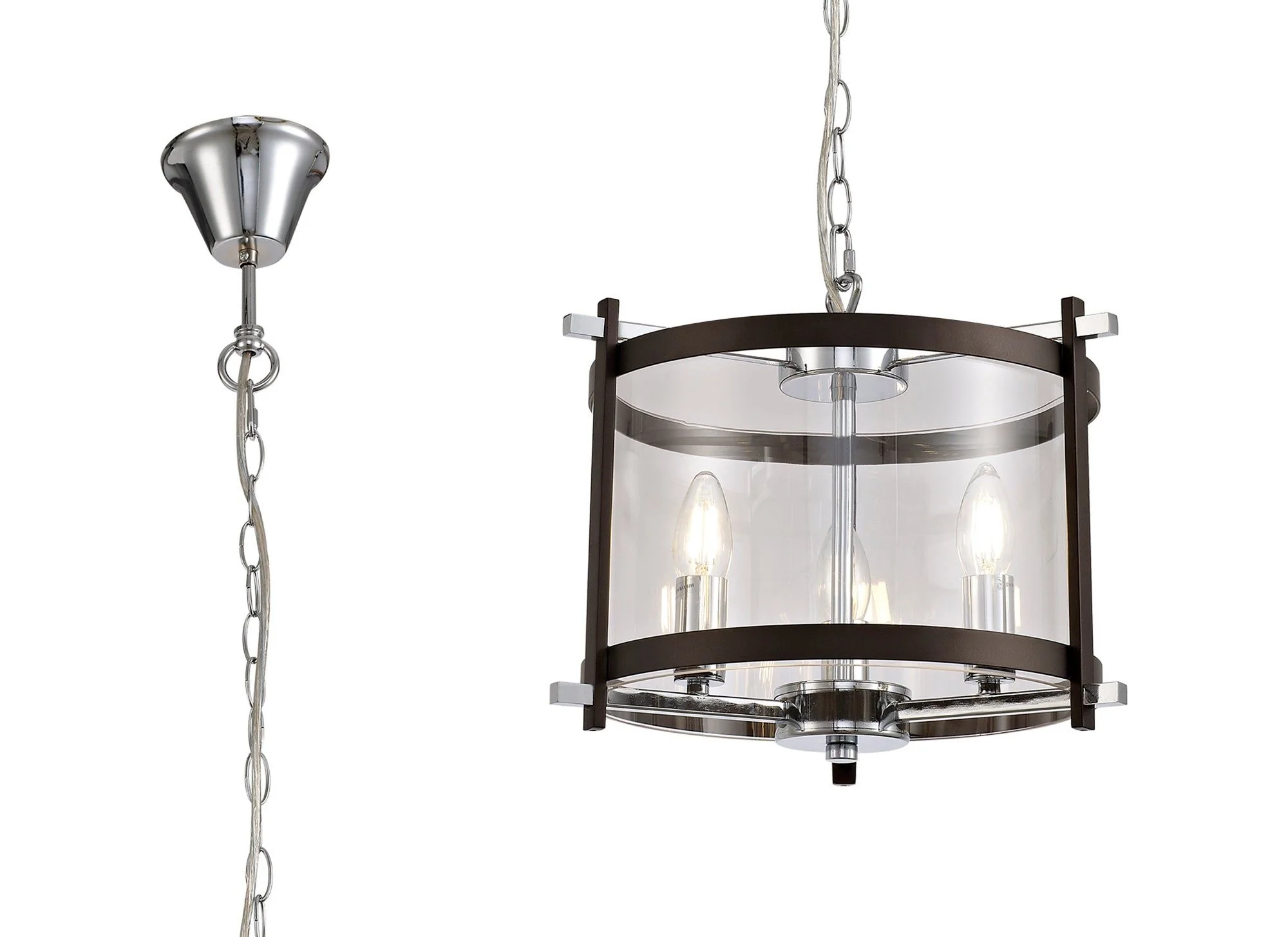 Nolan 3/4Lt Lantern - Black/Polished Chrome/Antique Brass - Image 7
