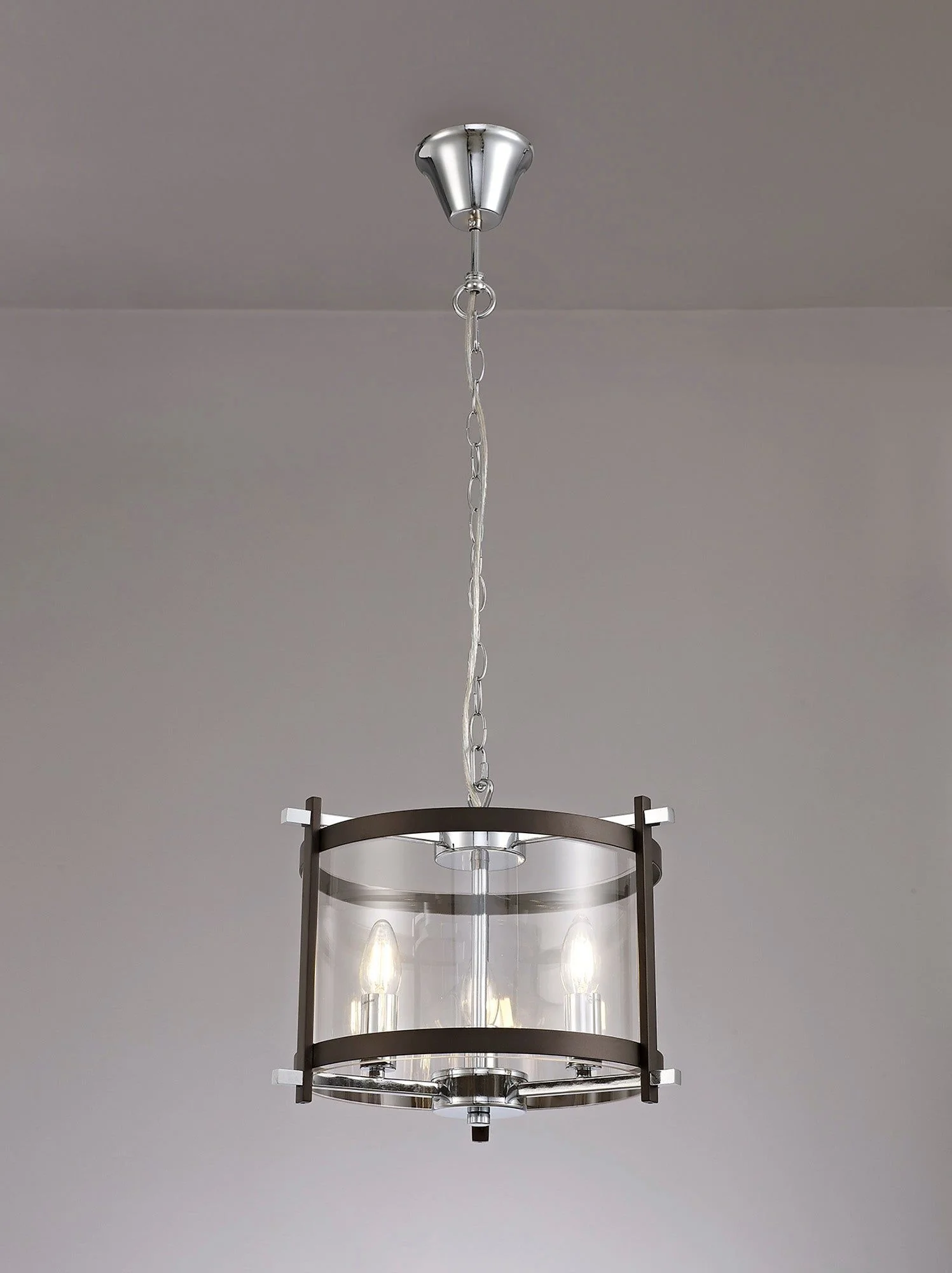 Nolan 3/4Lt Lantern - Black/Polished Chrome/Antique Brass - Image 8