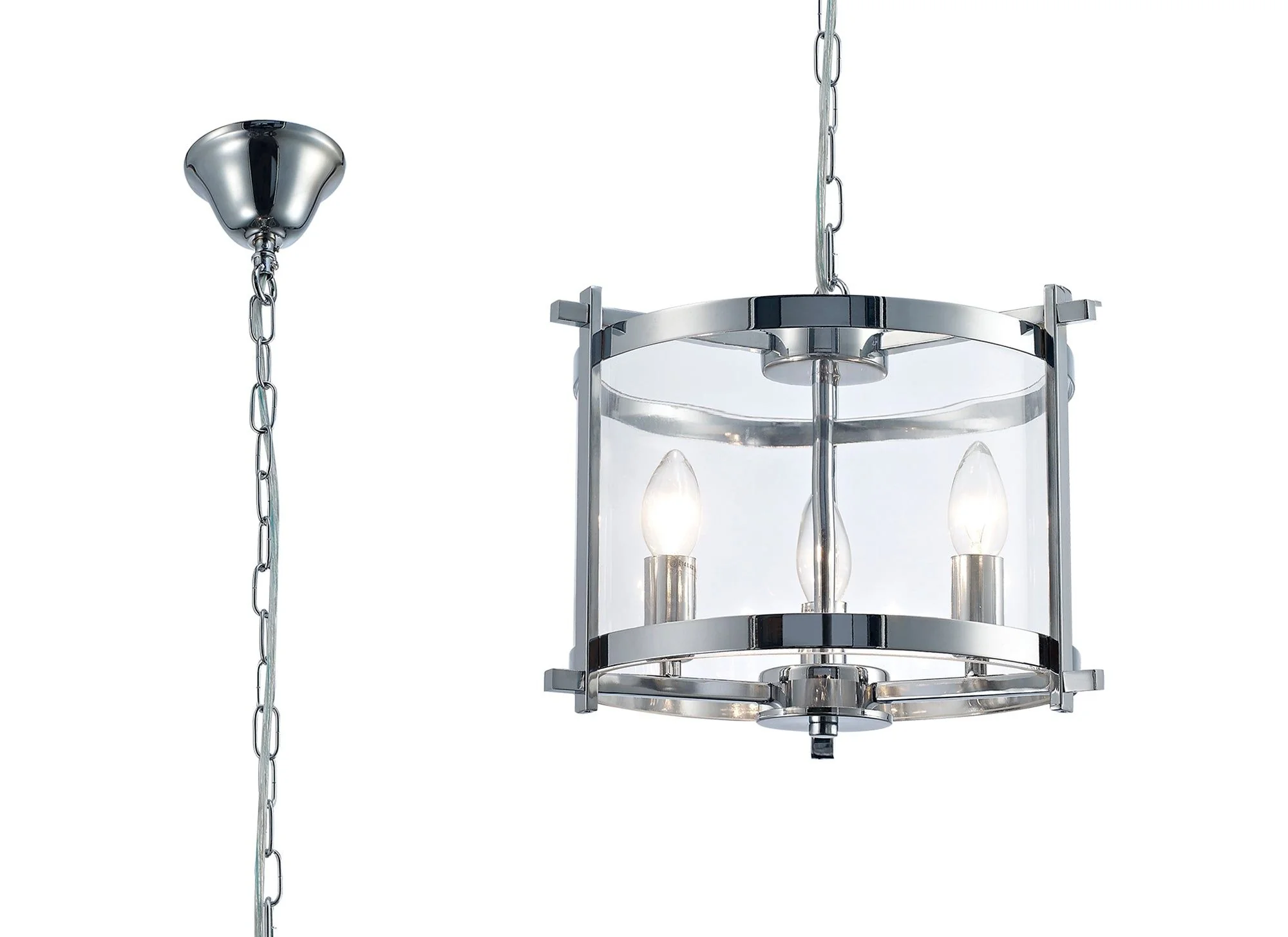 Nolan 3/4Lt Lantern - Black/Polished Chrome/Antique Brass - Image 9