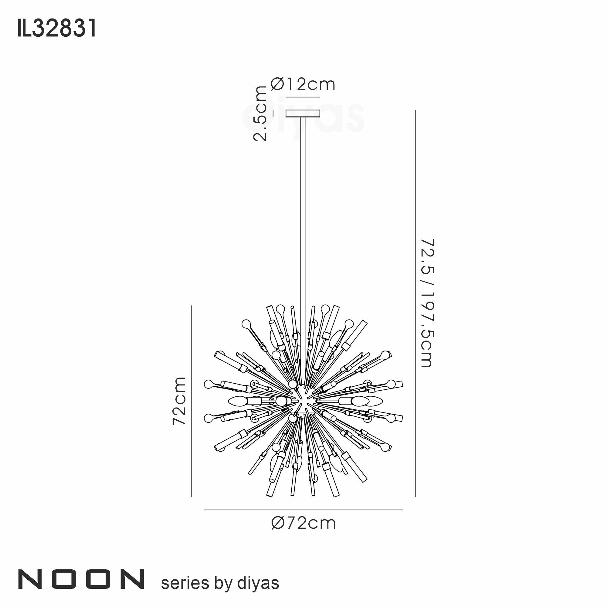 Noon Pendant 12 Light E14 Antique Gold/Clear Glass - Image 3