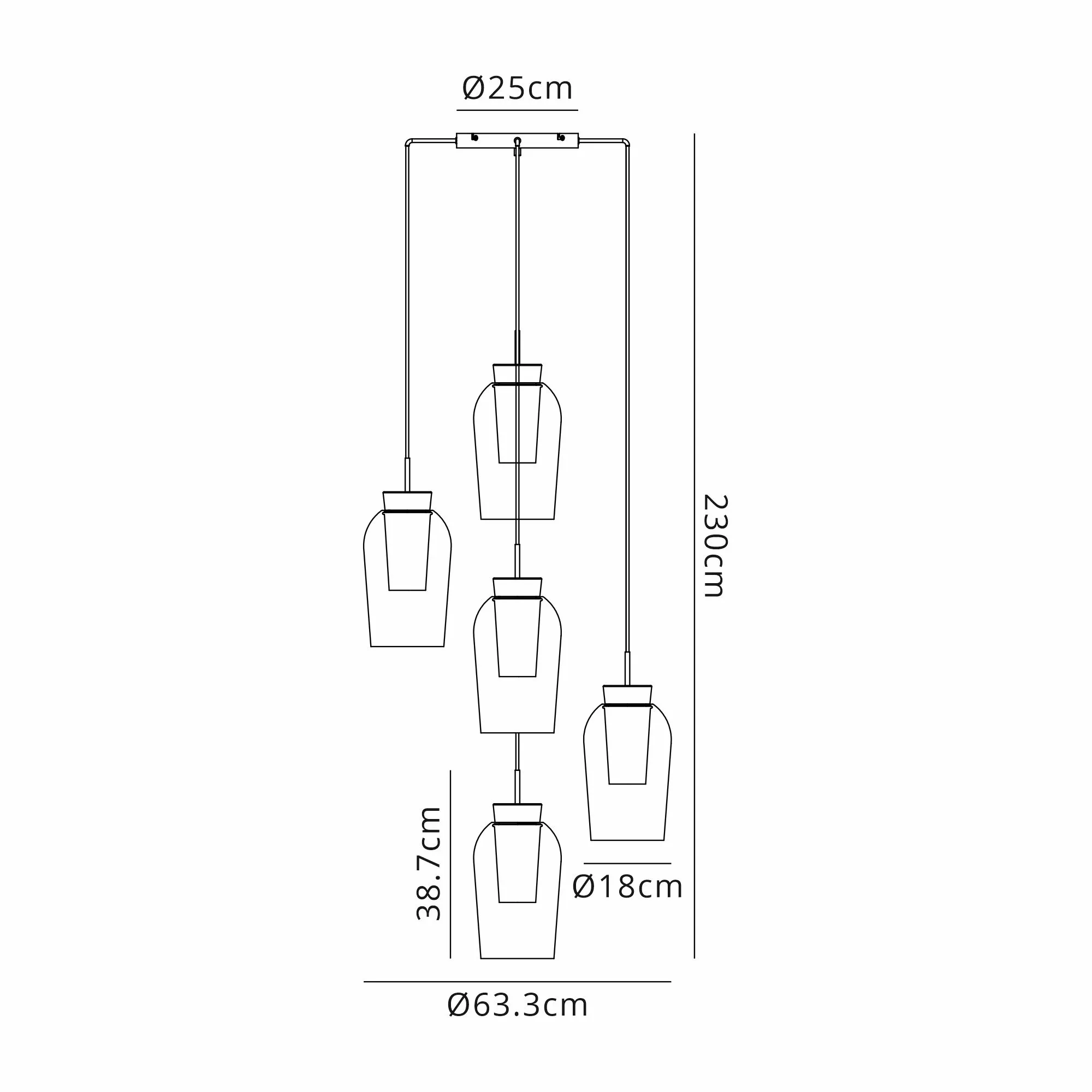 Nora Round Cluster Pendant Adjustable E27 - Image 27