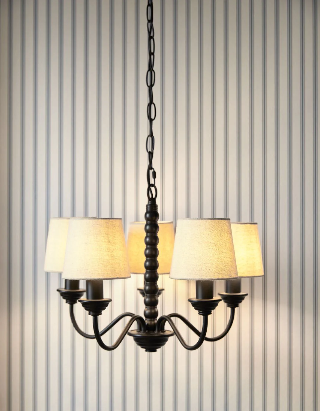 Norbury 5 Light Armed Pendant Matt Black With Shade - Image 2