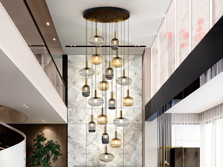 Norma  18Lt Ceiling Light- Black-Brass Finish - Dimmable with Remote - Image 2