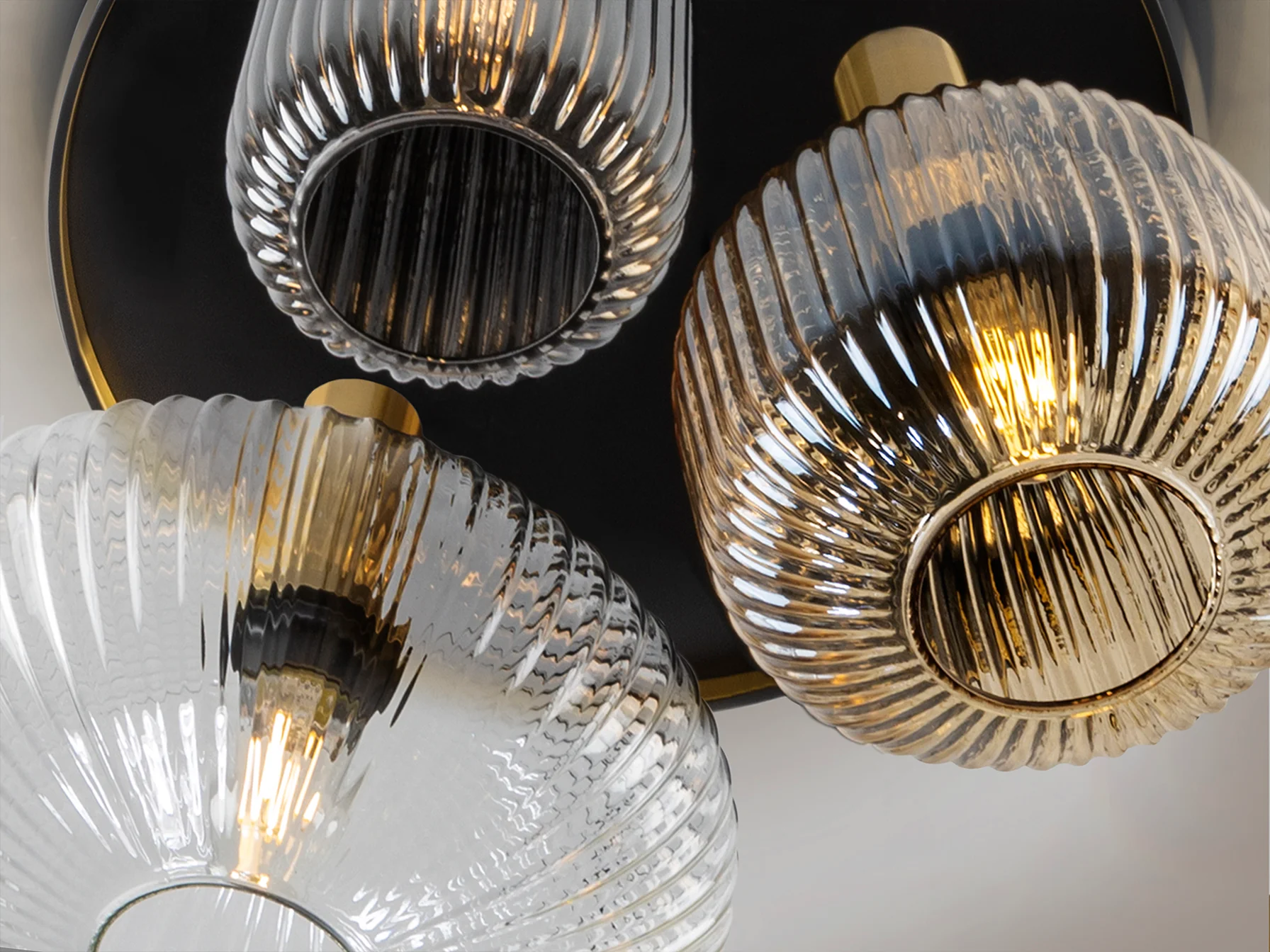 Norma 3Lt Semi-Flush Ceiling Lamp - Black/Brass - Image 5