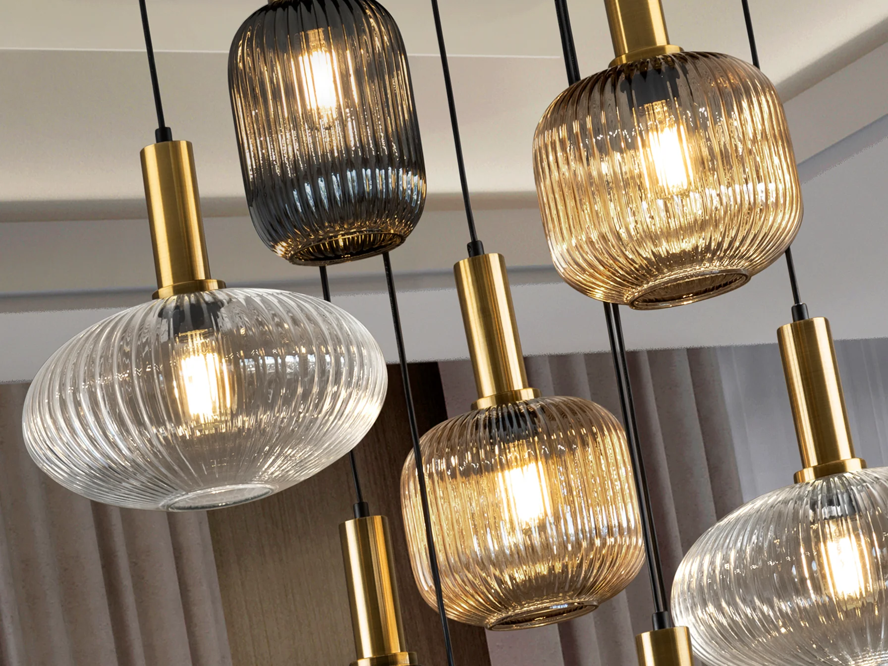Norma  9Lt Ceiling Light- Black/ Brass - Image 5