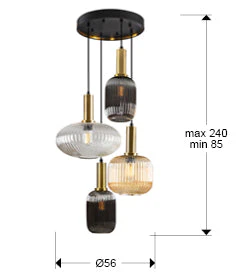 Norma Lamp 4/9/18L Black/Brass E27 Ip20 Non-Dimmable - Image 9