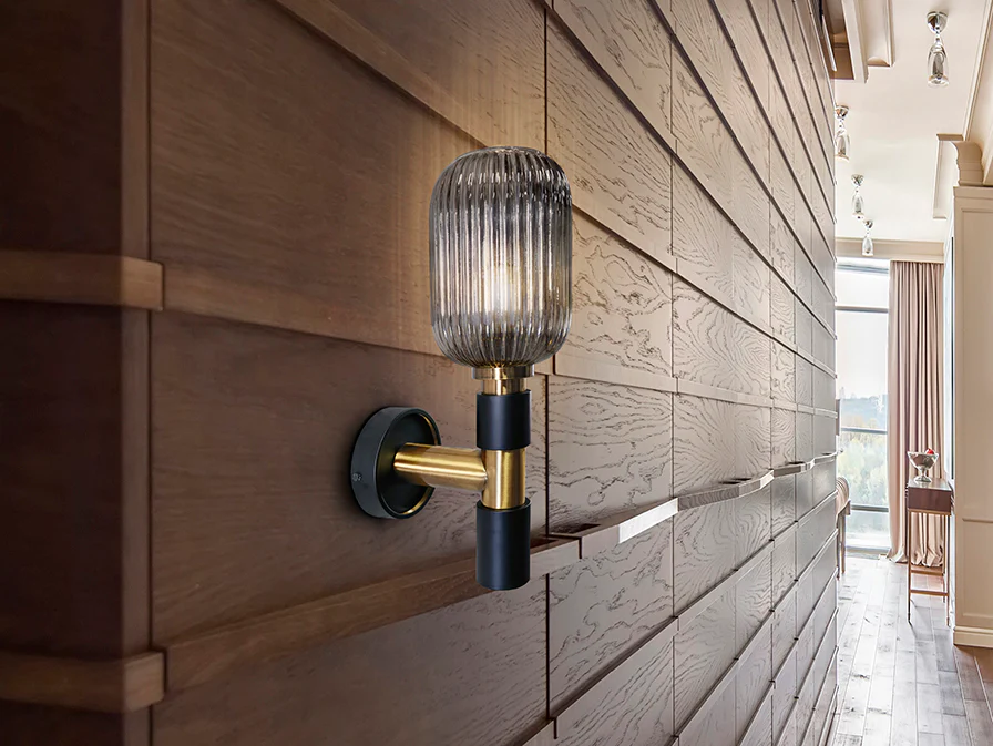 Norma Wall Light- Black-Brass Finish - Image 2