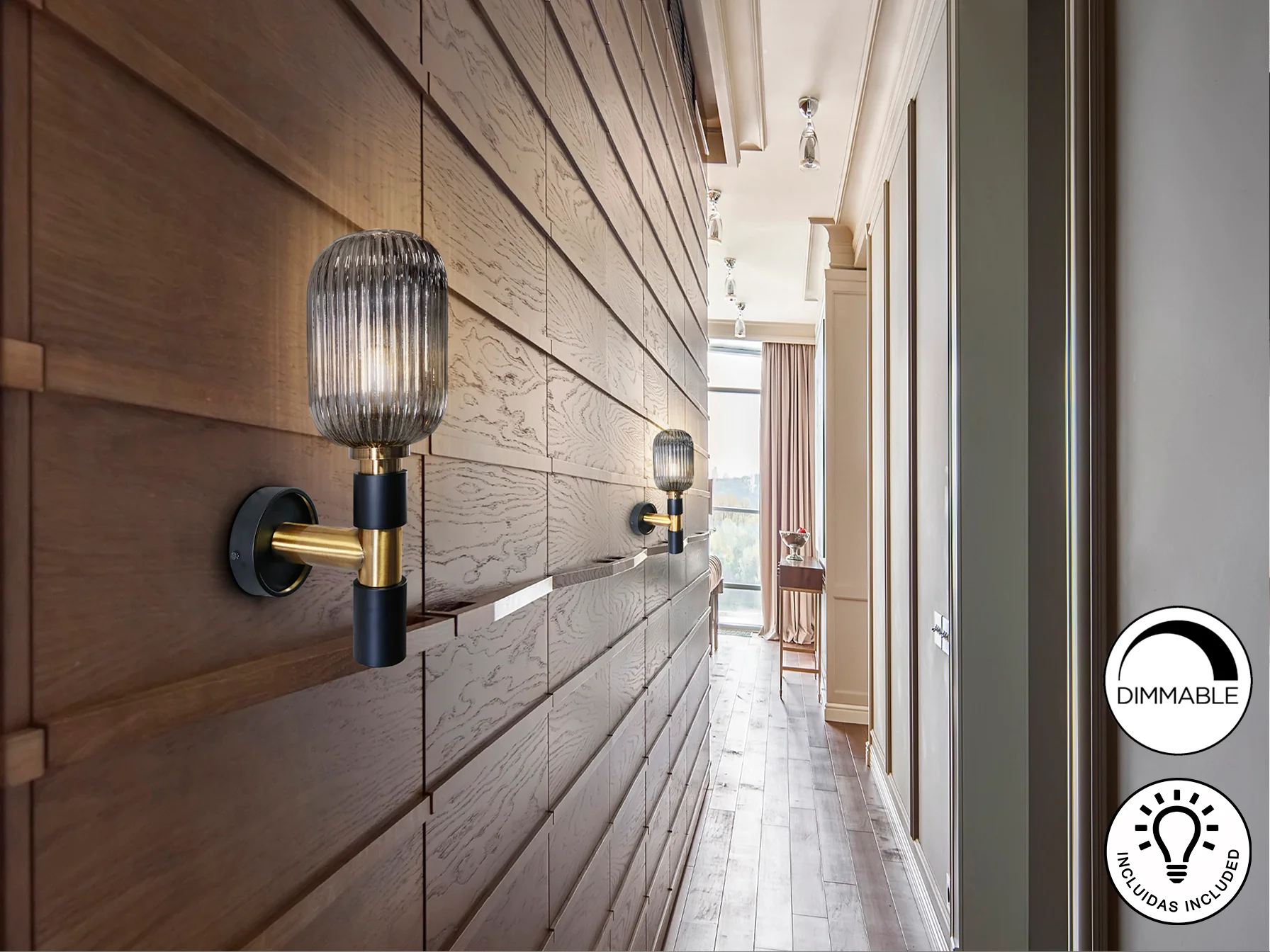 Norma Wall Light- Black-Brass Finish - Image 4