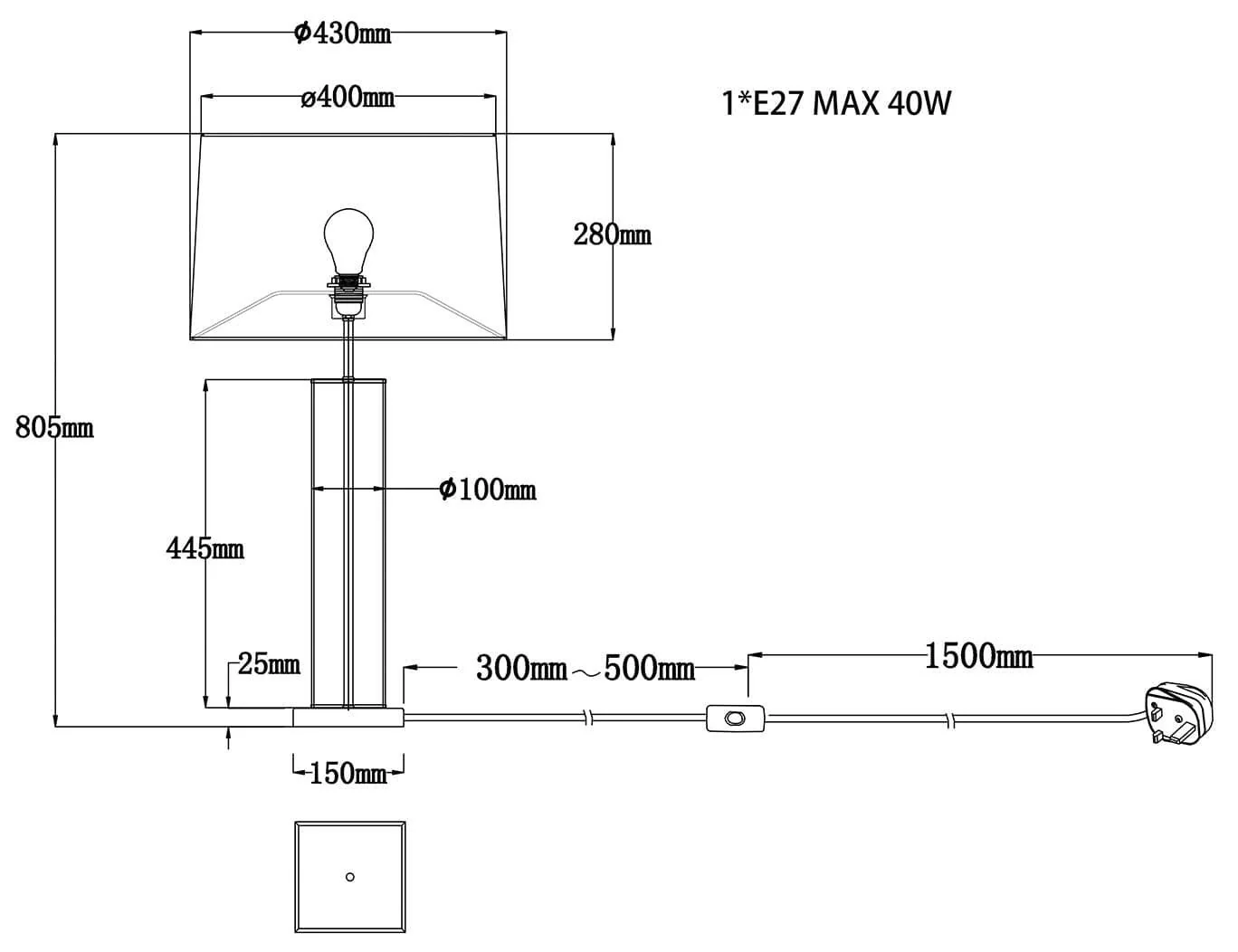 Norman Table Lamp E27 - Image 9