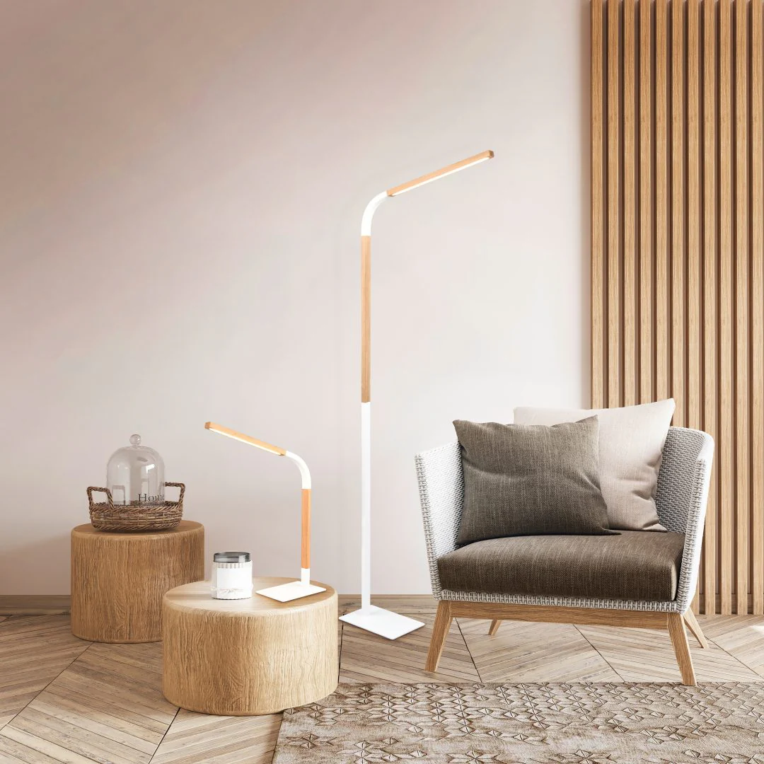 Norris Task/Reading LED Floor Lamp - White/Black - Image 3