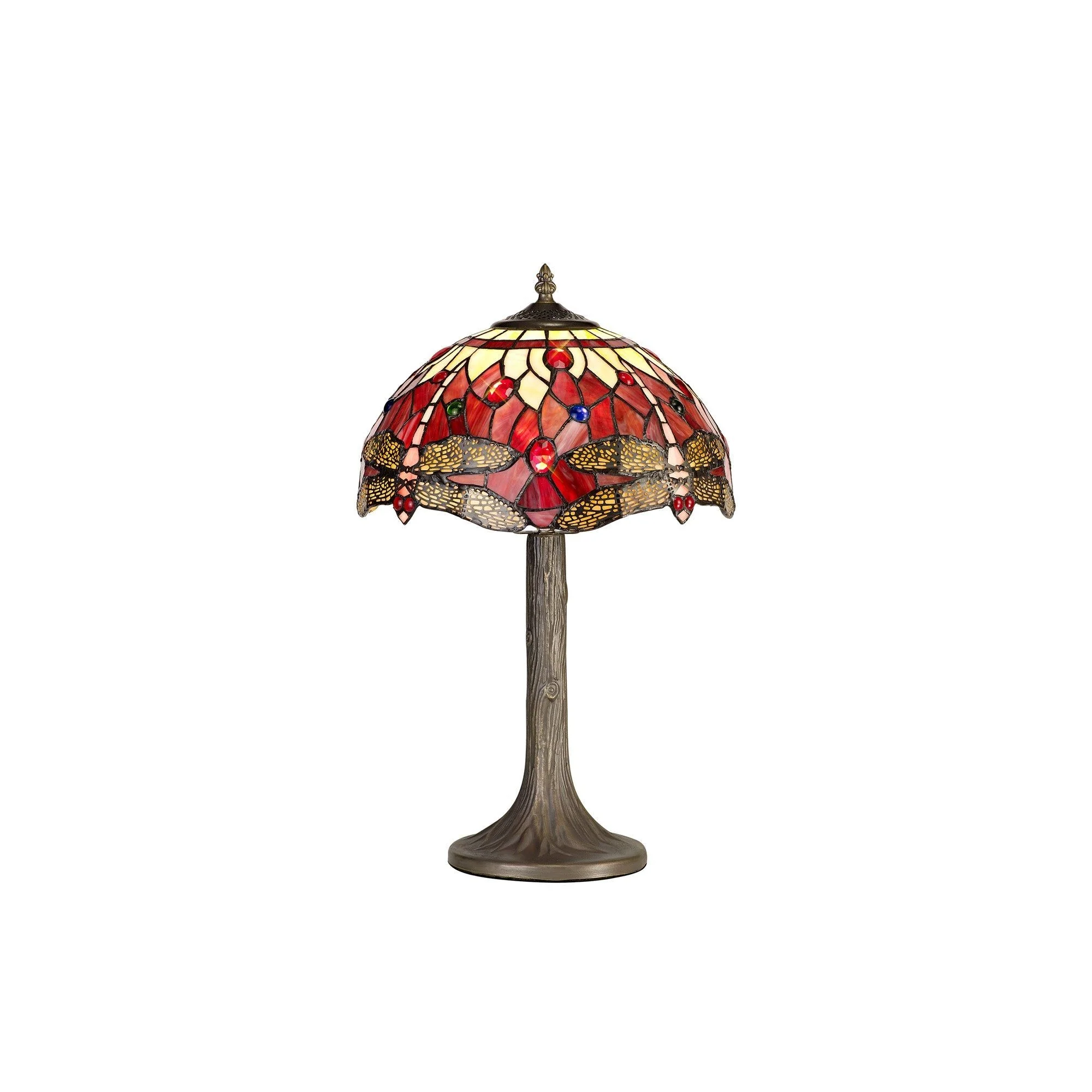 Nuflur 1 Light Octagonal/Tree Table Lamp E27 With 30cm Tiffany Shade Antique Brass - Image 2