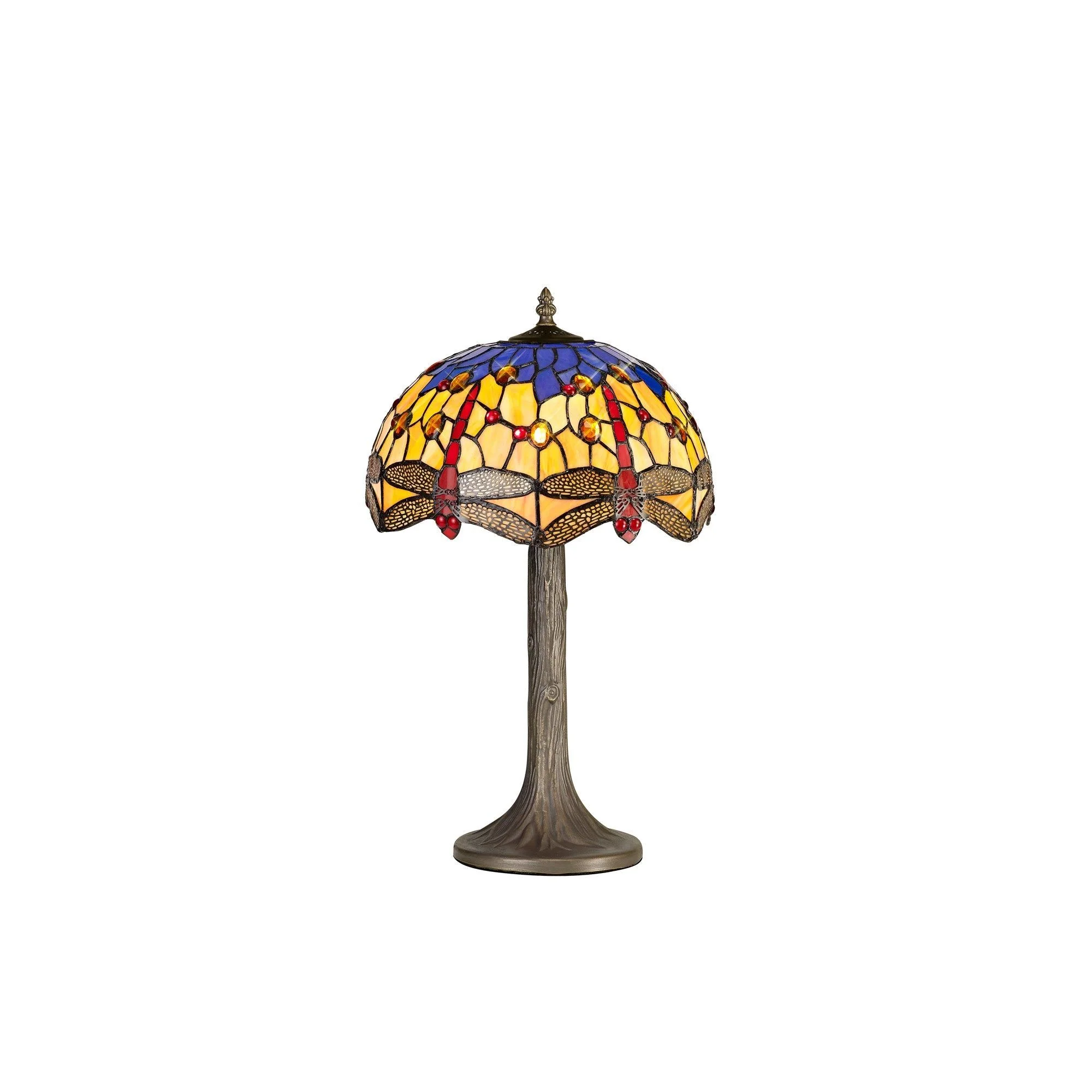 Nuflur 1 Light Octagonal/Tree Table Lamp E27 With 30cm Tiffany Shade Antique Brass - Image 3