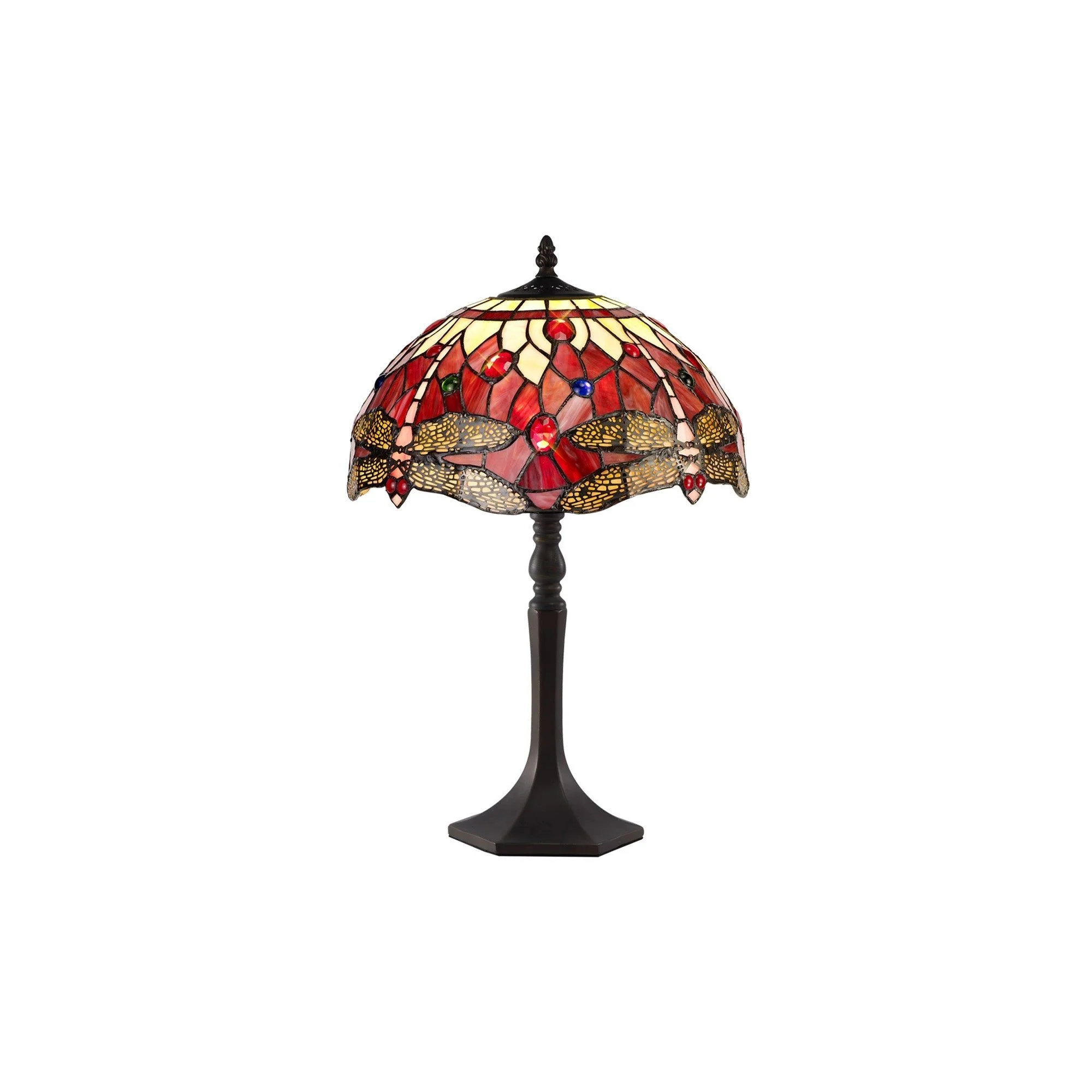 Nuflur 1 Light Octagonal/Tree Table Lamp E27 With 30cm Tiffany Shade Antique Brass - Image 4