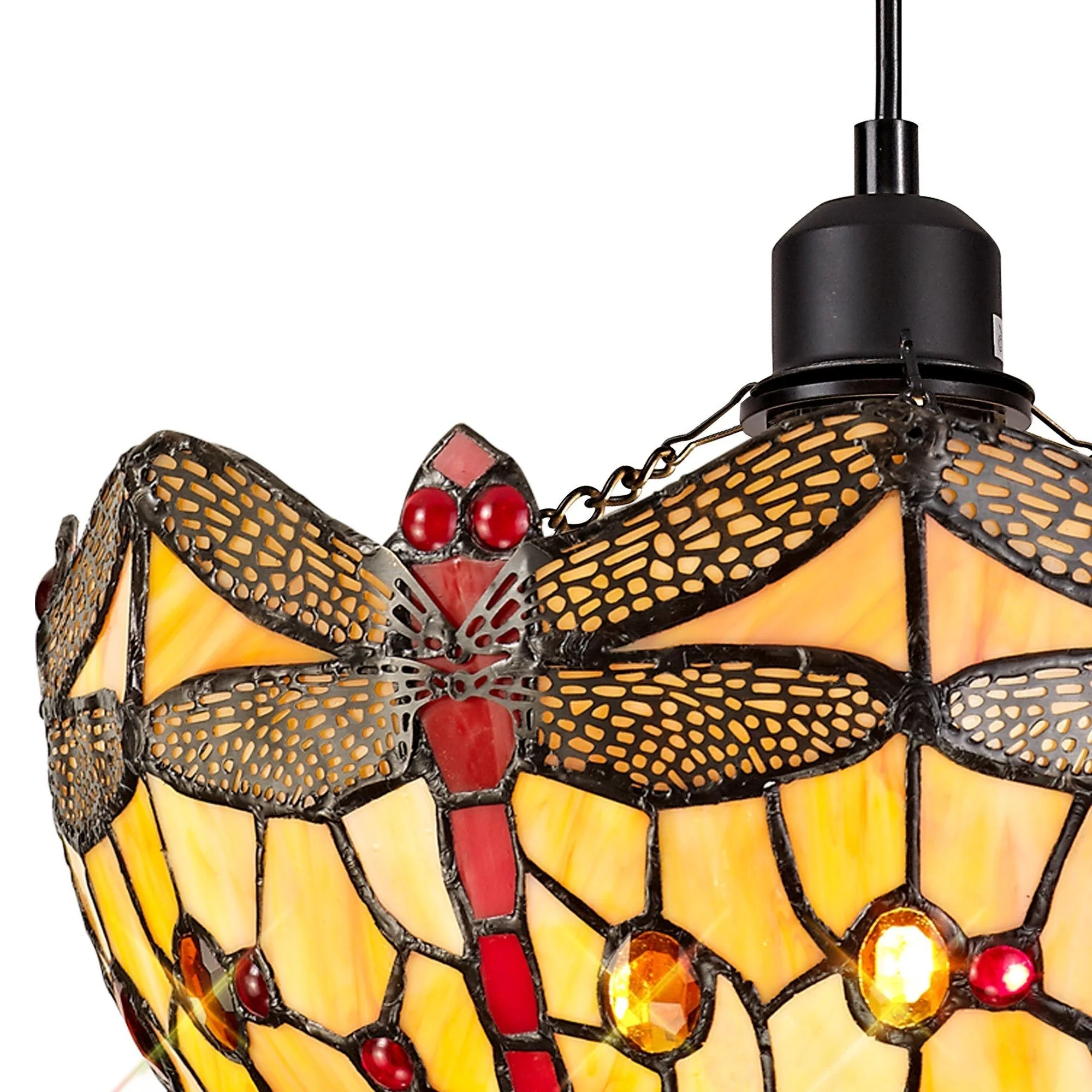 Nuflur 1 Light Uplighter Pendant E27 With 30cm Tiffany Shade, Blue/Orange/Crystal/Black - Image 5