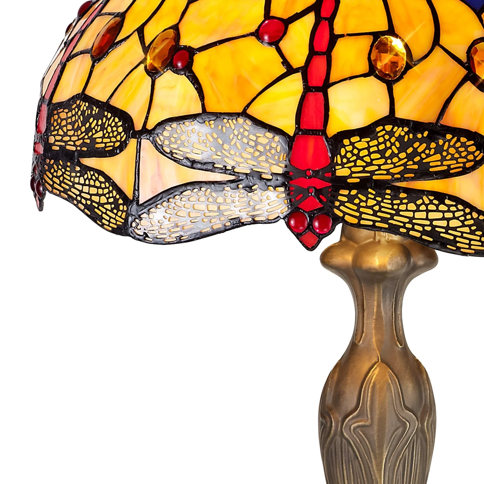 Nuflur 2 Light Curved Table Lamp E27 With 40cm Tiffany Shade, Antique Brass - Image 6