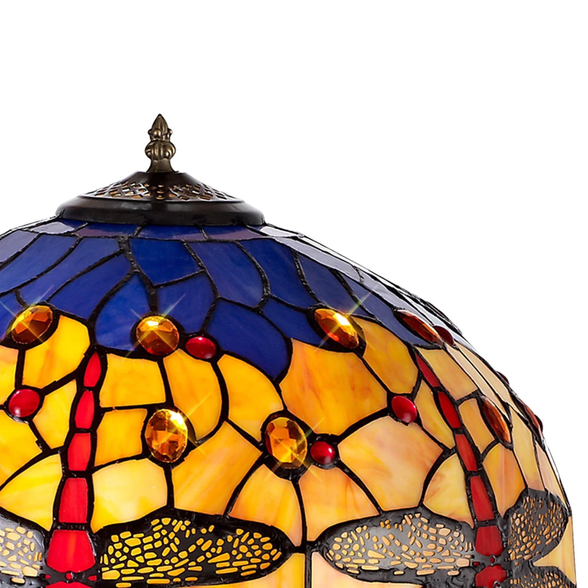 Nuflur 2 Light Leaf Design Floor Lamp E27 With 40cm Tiffany Shade, Antique Brass - Image 5