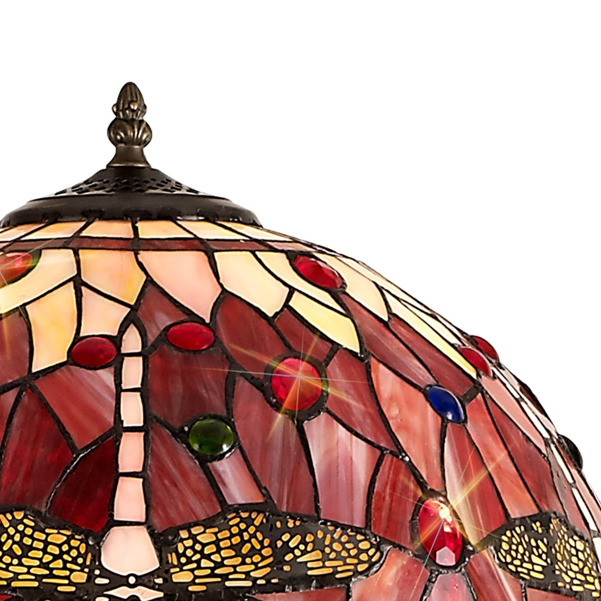 Nuflur 2 Light Leaf Design Floor Lamp E27 With 40cm Tiffany Shade, Antique Brass - Image 6