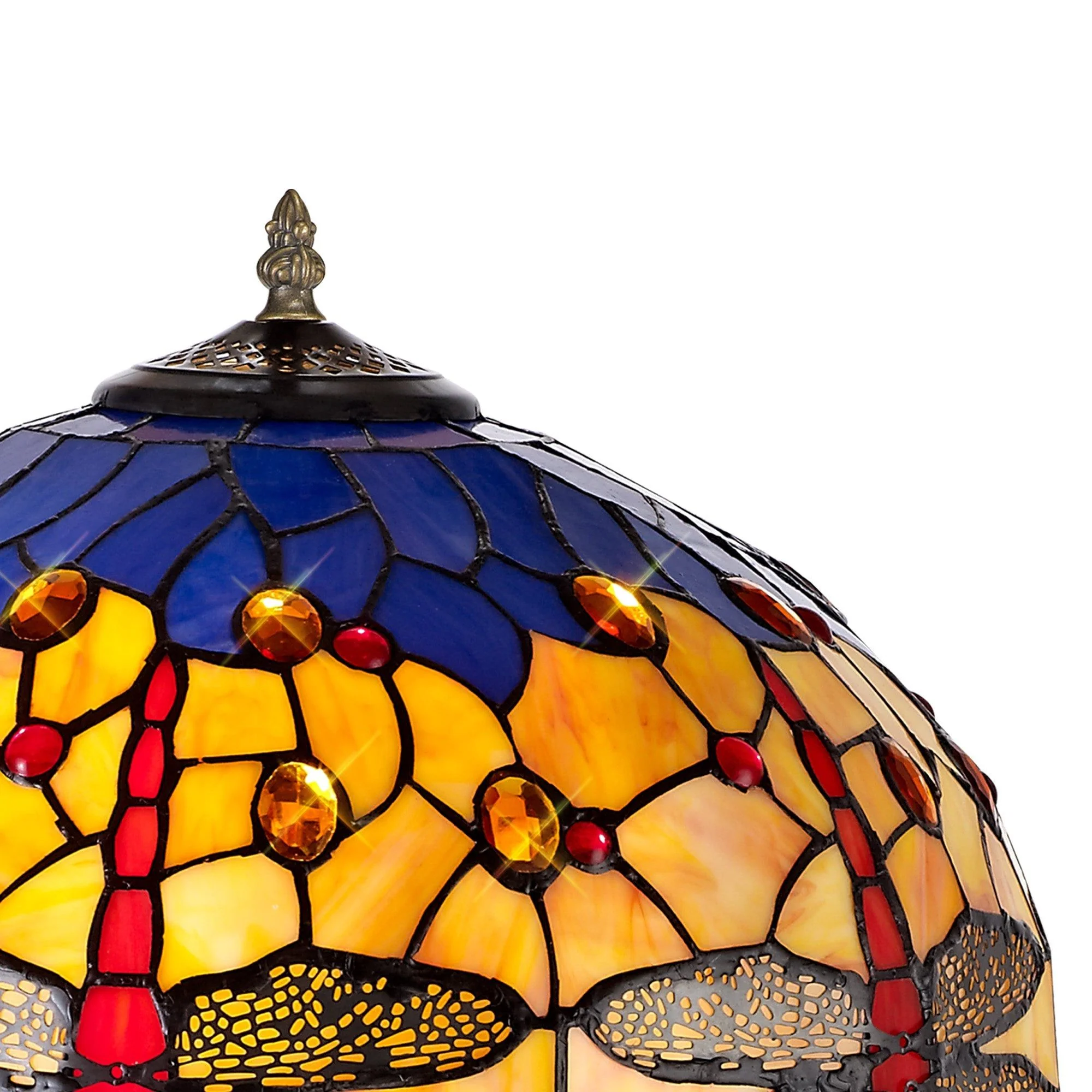 Nuflur 2 Light Tree Like Table Lamp E27 With 40cm Tiffany Shade, Antique Brass - Image 5