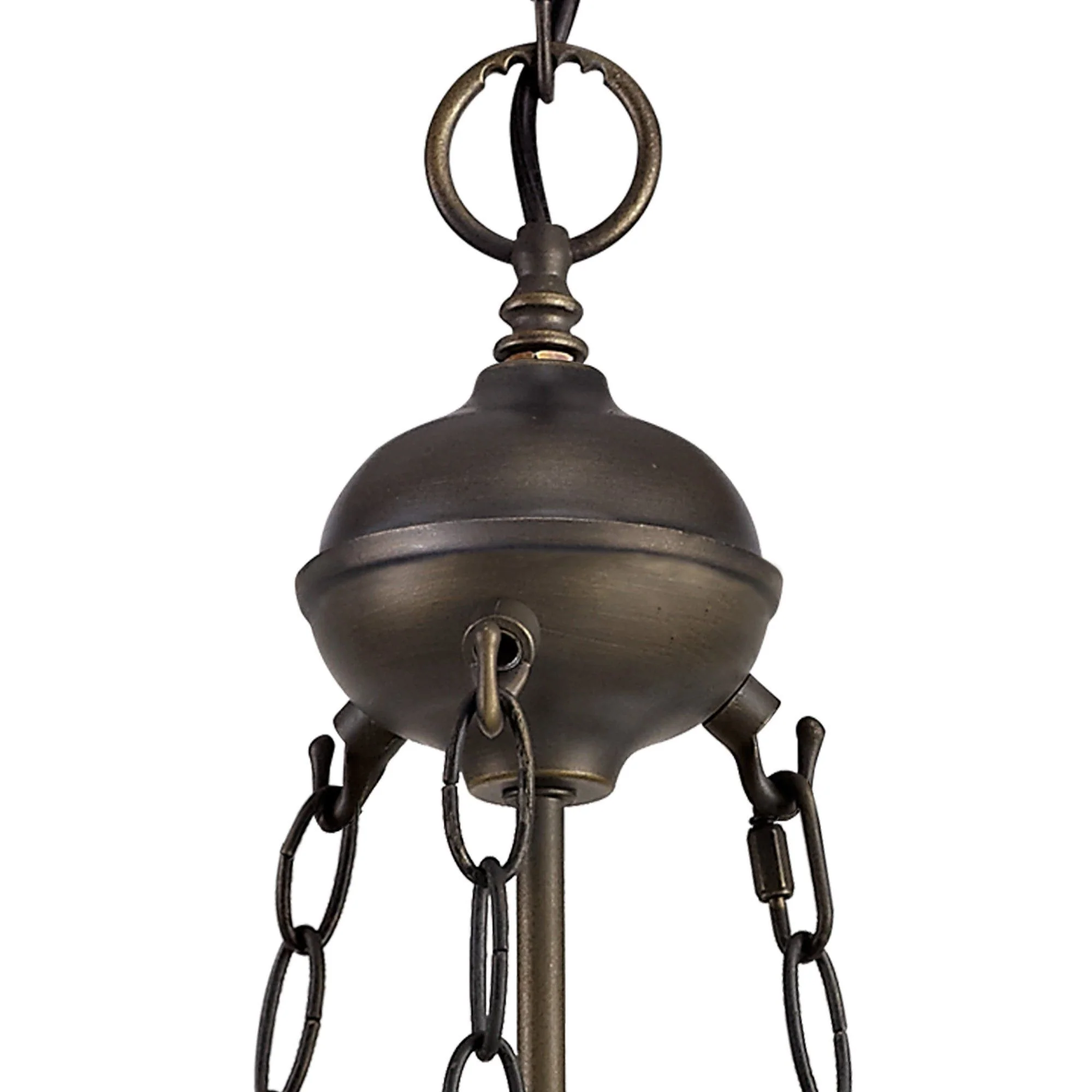 Nuflur 2 Light Uplighter Pendant E27 With 30cm Tiffany Shade,  Antique Brass - Image 5