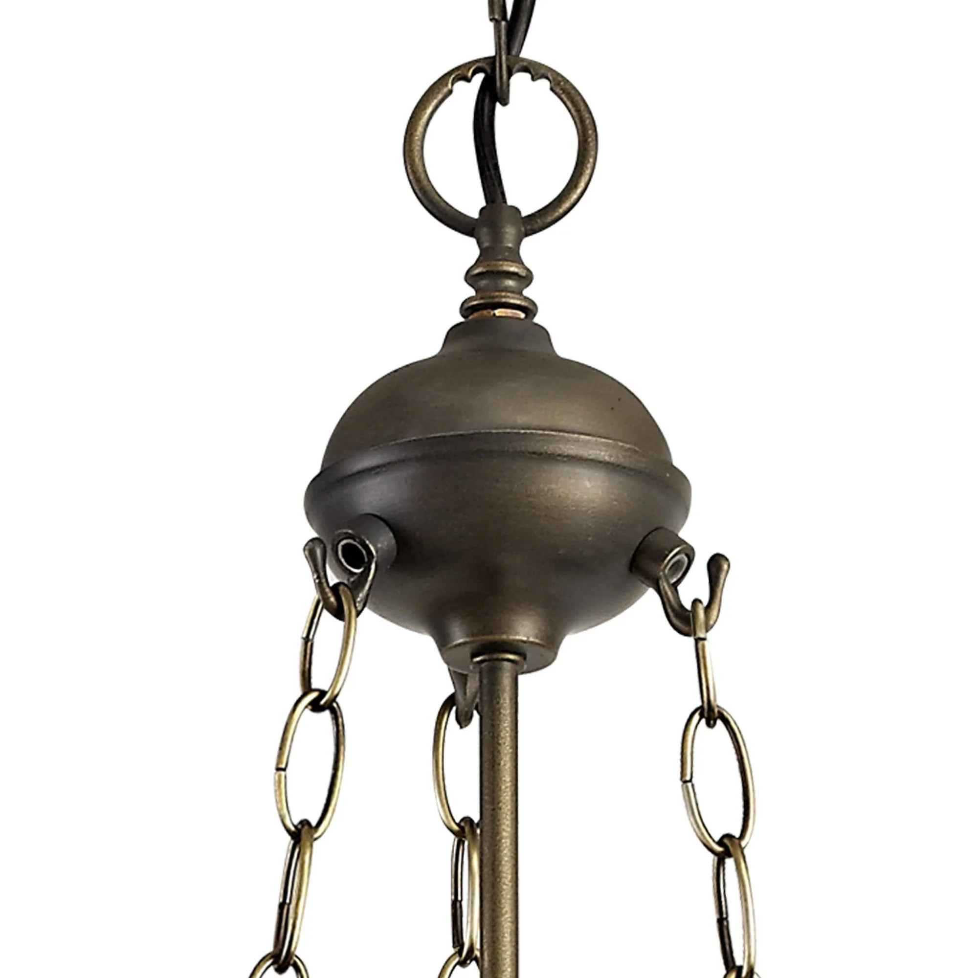 Nuflur 3 Light Uplighter Pendant E27 With 30cm Tiffany Shade, Antique Brass - Image 7