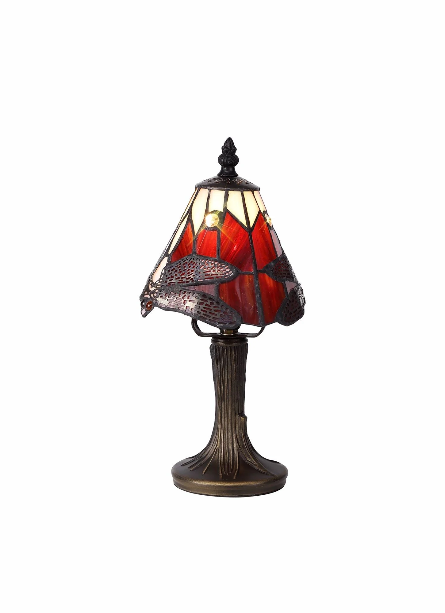 Nuflur Tiffany Table Lamp, 1 x E14, Black/Gold, Blue/Orange/Crystal Shade - Image 2