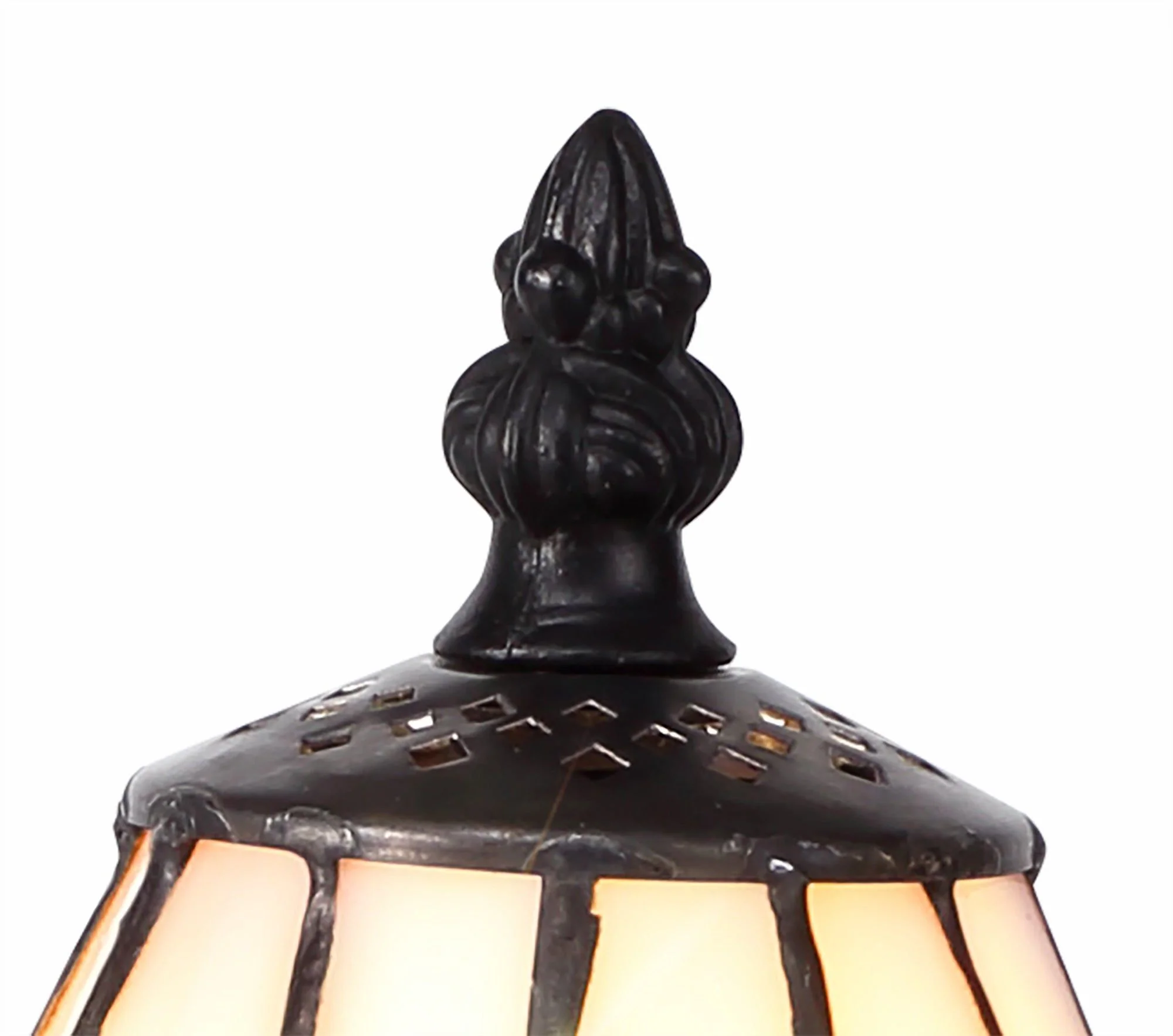 Nuflur Tiffany Table Lamp, 1 x E14, Black/Gold, Blue/Orange/Crystal Shade - Image 4