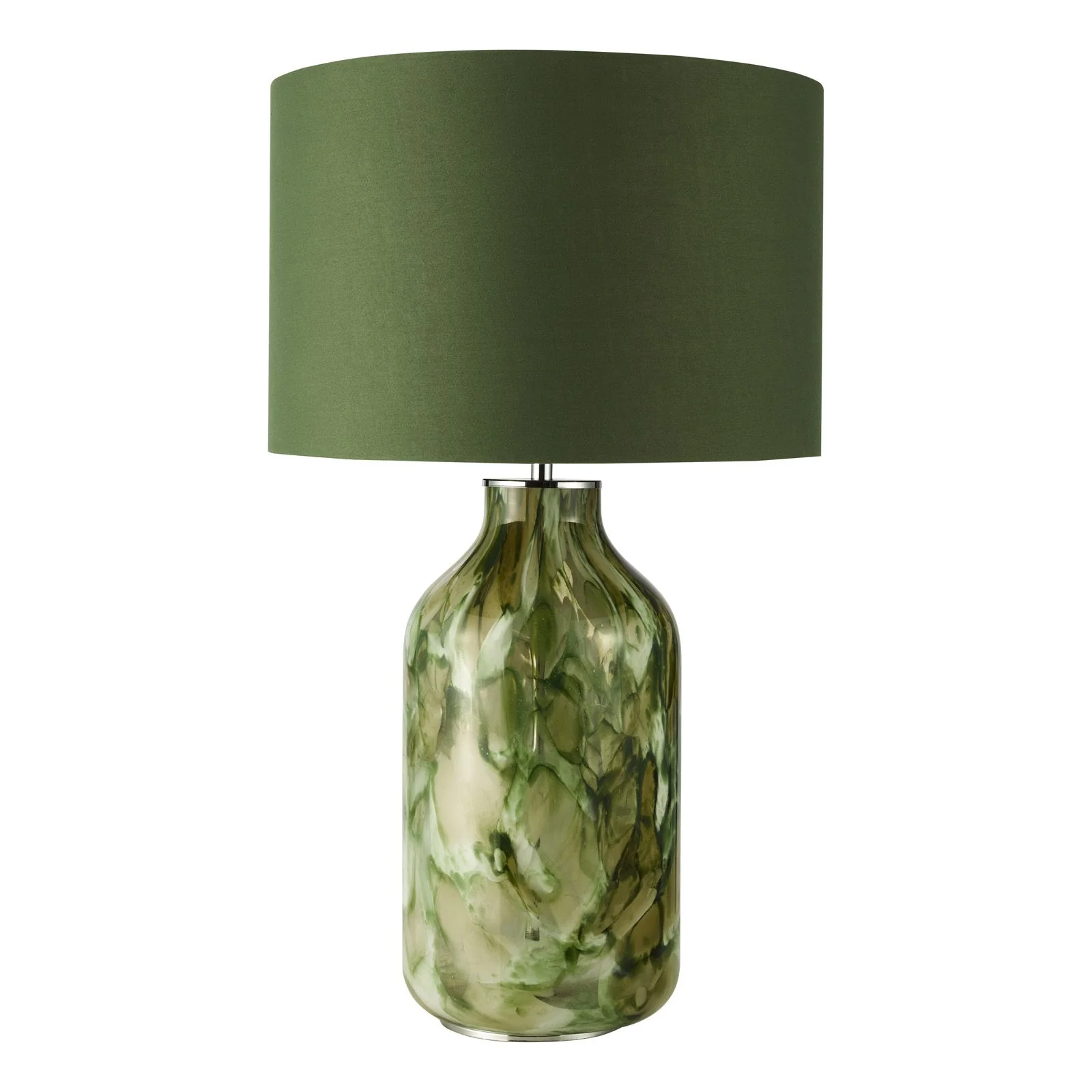 Nuria Table Lamp- Green Art Glass and Polished Chrome With Shade - Image 2