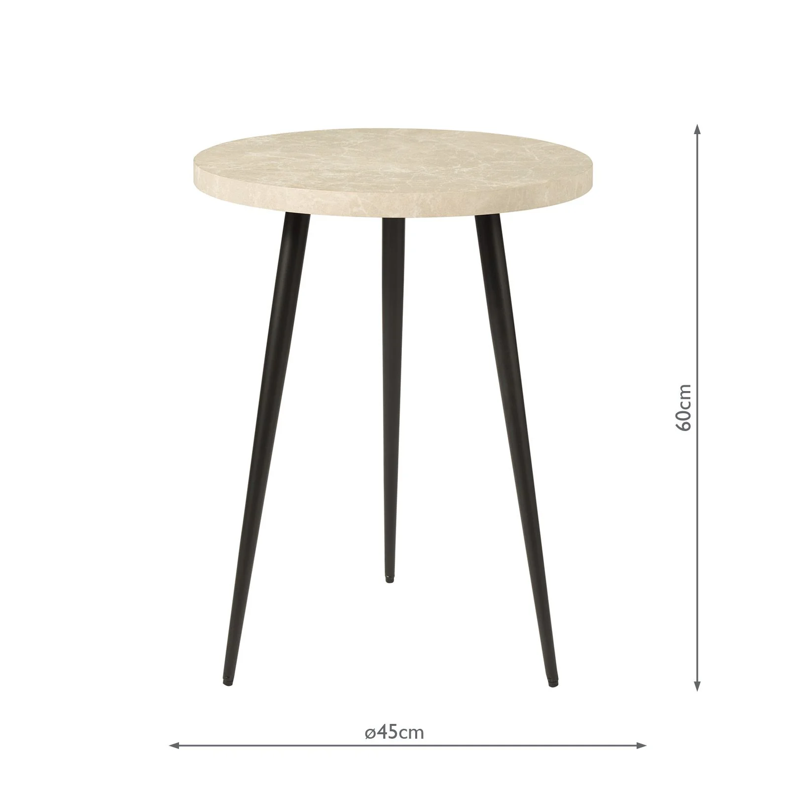 Nusa Side Table- Grey Marble Effect/ Brown Stone and Matt Black Finish - Image 3