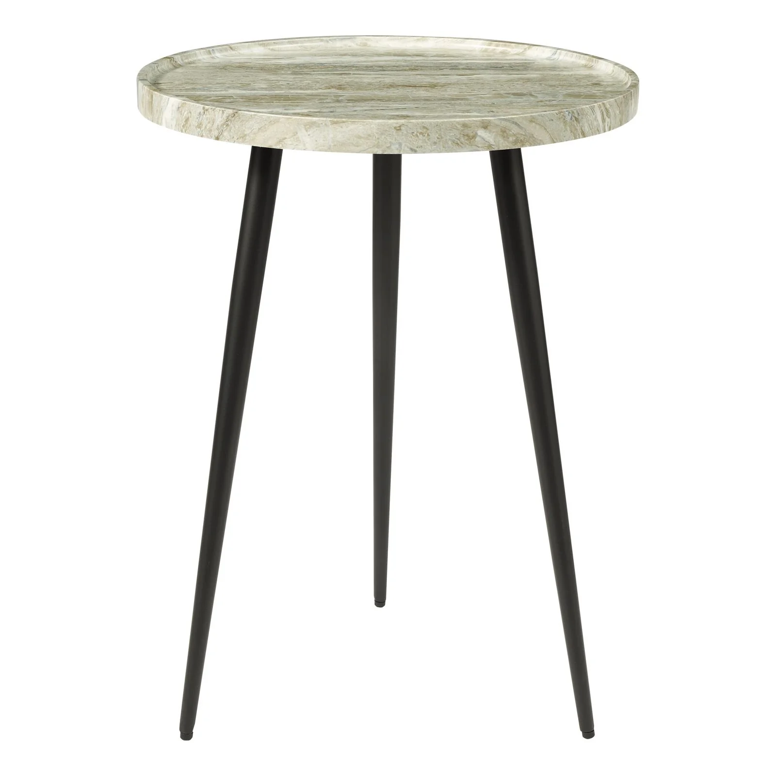 Nusa Side Table- Grey Marble Effect/ Brown Stone and Matt Black Finish - Image 4