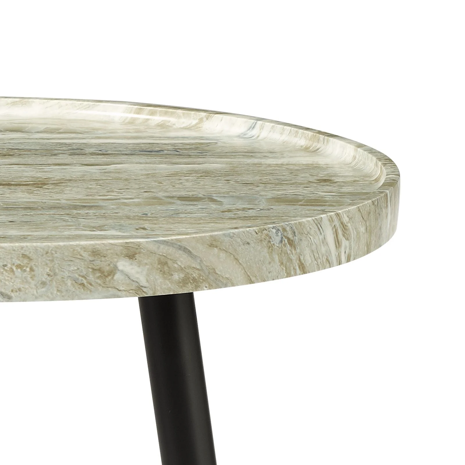 Nusa Side Table- Grey Marble Effect/ Brown Stone and Matt Black Finish - Image 5