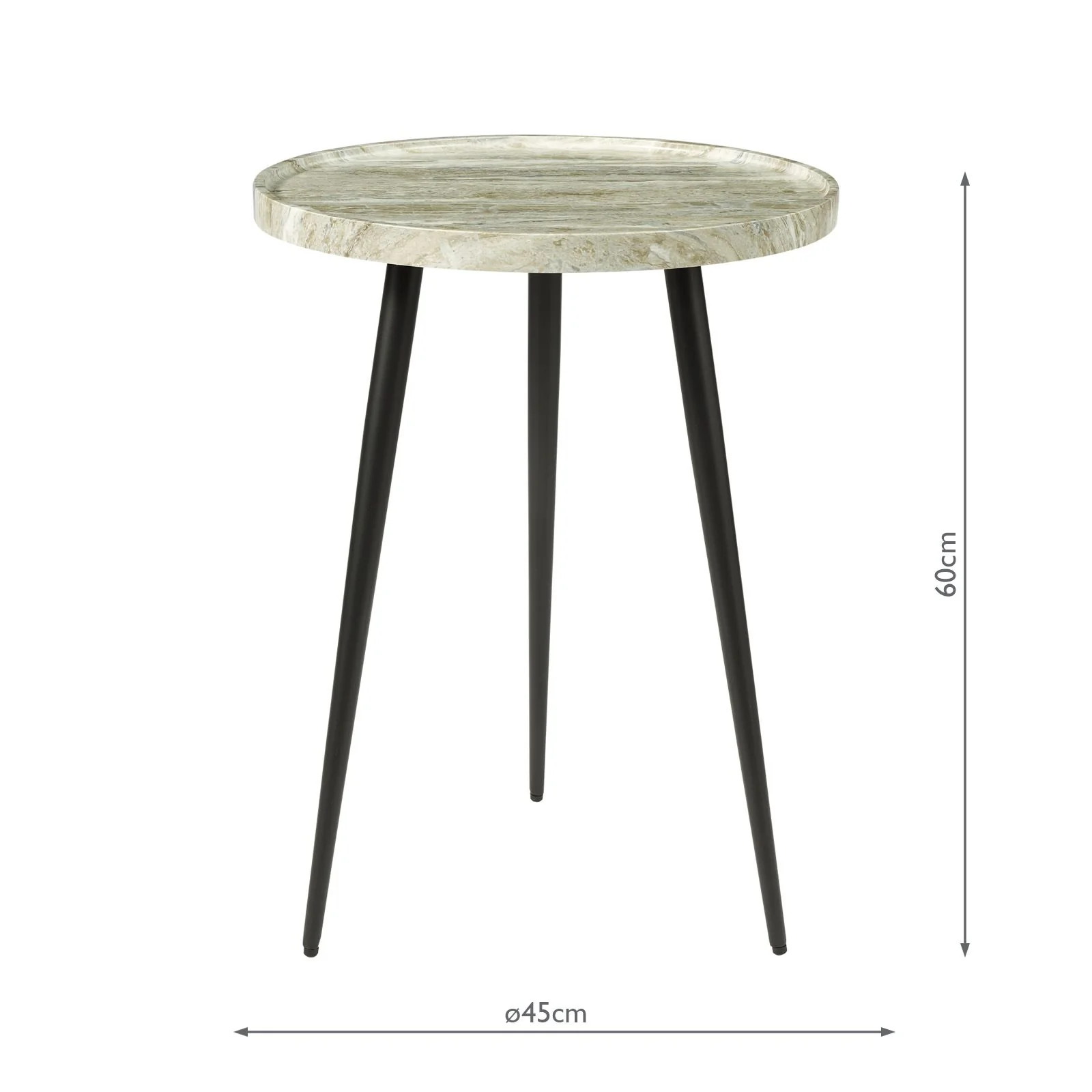 Nusa Side Table- Grey Marble Effect/ Brown Stone and Matt Black Finish - Image 6