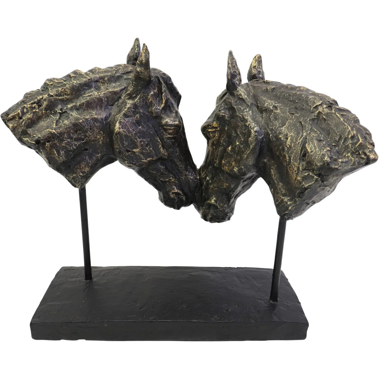 Nuzzling Bay Horse Heads Sculpture - Image 2