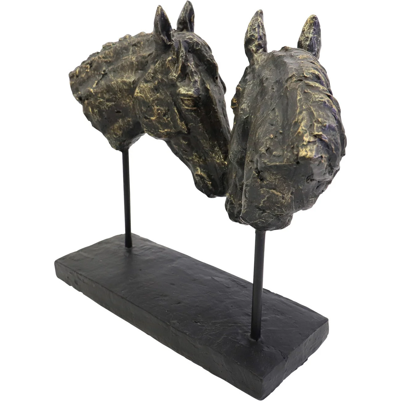 Nuzzling Bay Horse Heads Sculpture - Image 3
