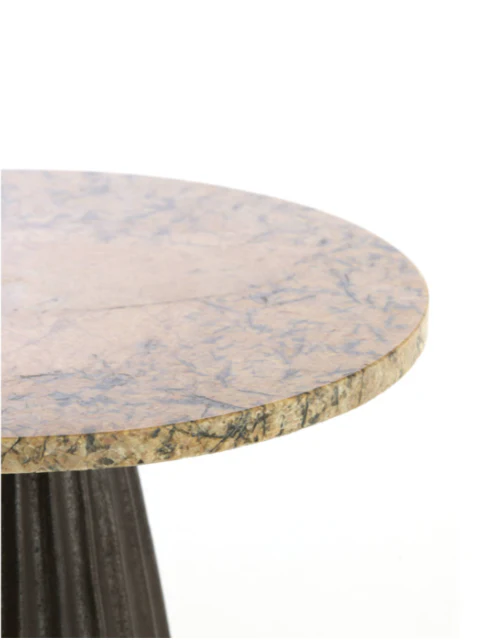 OBIDOS Side Table in Orange-Grey Marble and Dark Brown - Image 2