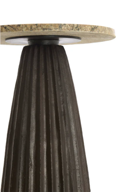 OBIDOS Side Table in Orange-Grey Marble and Dark Brown - Image 4